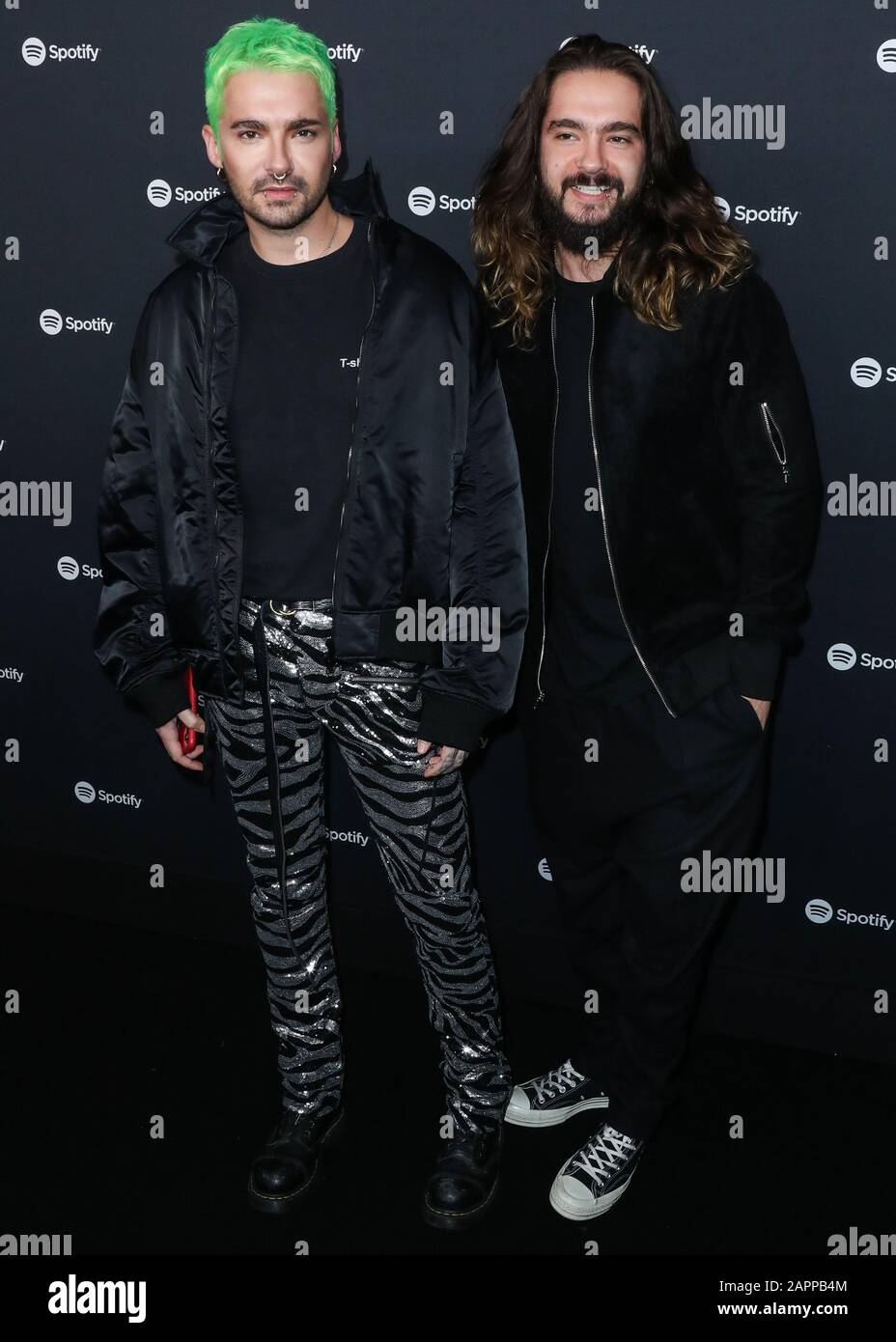 WEST HOLLYWOOD, LOS ANGELES, CALIFORNIA, USA - JANUARY 23: Bill Kaulitz and Tom Kaulitz of Tokio Hotel arrive at the Spotify Best New Artist 2020 Party held at The Lot Studios on January 23, 2020 in West Hollywood, Los Angeles, California, United States. (Photo by Xavier Collin/Image Press Agency) Stock Photo