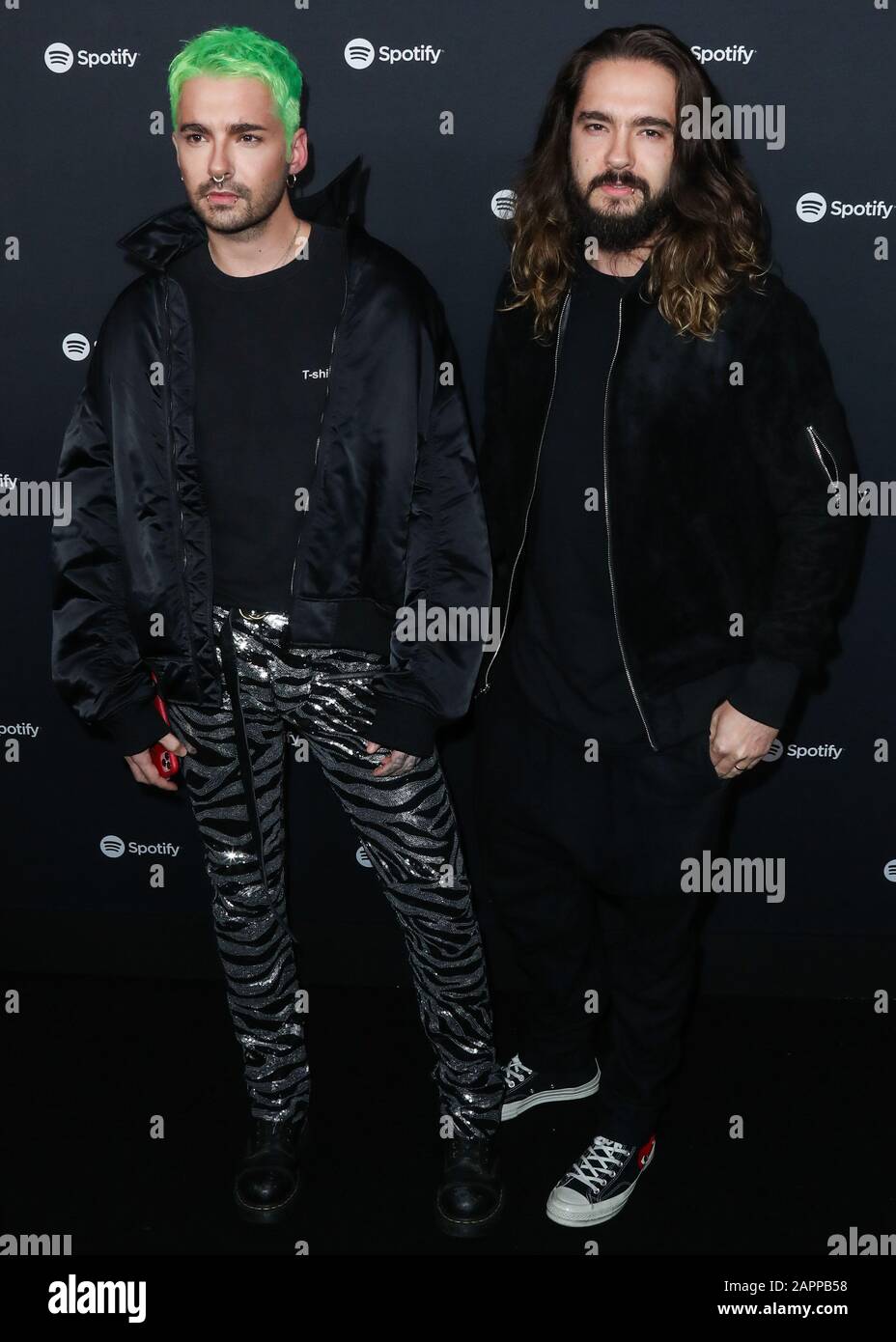WEST HOLLYWOOD, LOS ANGELES, CALIFORNIA, USA - JANUARY 23: Bill Kaulitz and Tom Kaulitz of Tokio Hotel arrive at the Spotify Best New Artist 2020 Party held at The Lot Studios on January 23, 2020 in West Hollywood, Los Angeles, California, United States. (Photo by Xavier Collin/Image Press Agency) Stock Photo