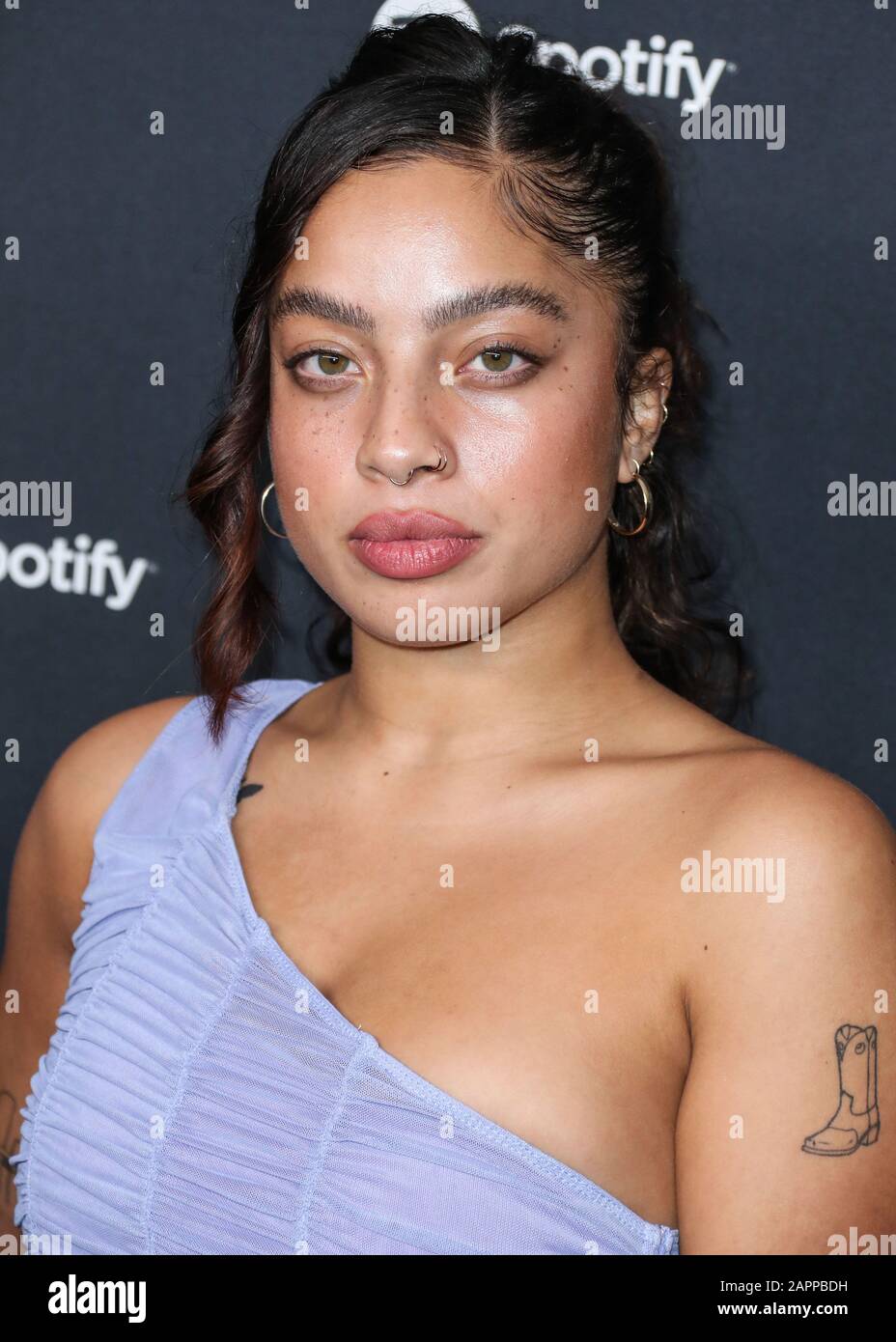 WEST HOLLYWOOD, LOS ANGELES, CALIFORNIA, USA - JANUARY 23: Kiana Lede  arrives at the Spotify Best New Artist 2020 Party held at The Lot Studios  on January 23, 2020 in West Hollywood,