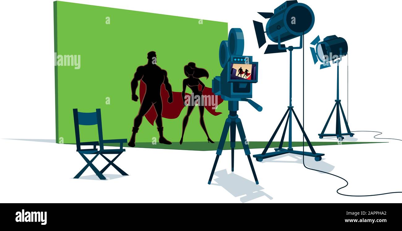 Superhero Couple Movie Set Stock Vector
