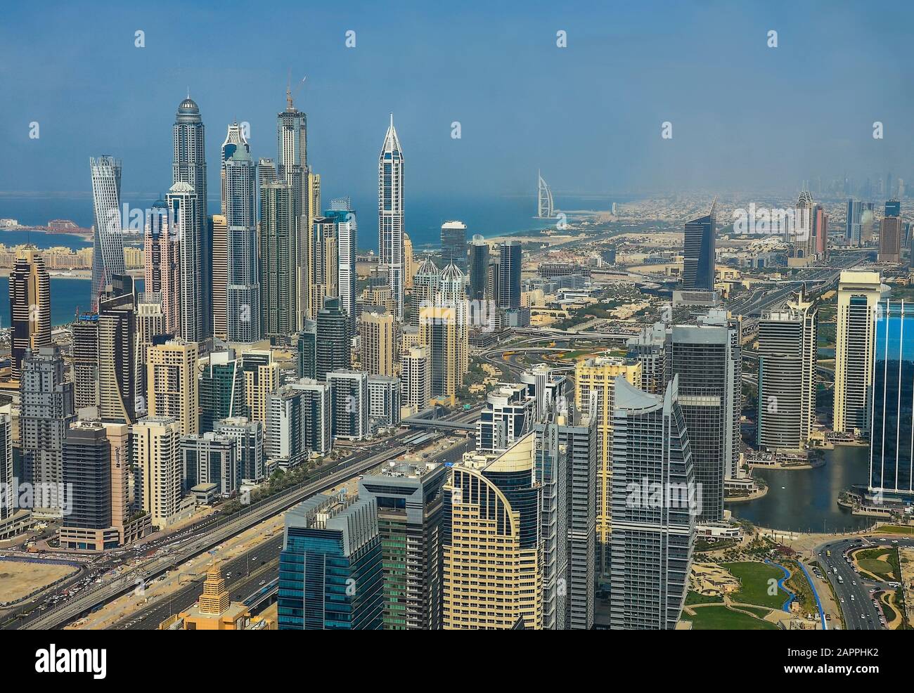 Dubai downtown aerial view. Top view from Dubai, UAE Stock Photo - Alamy