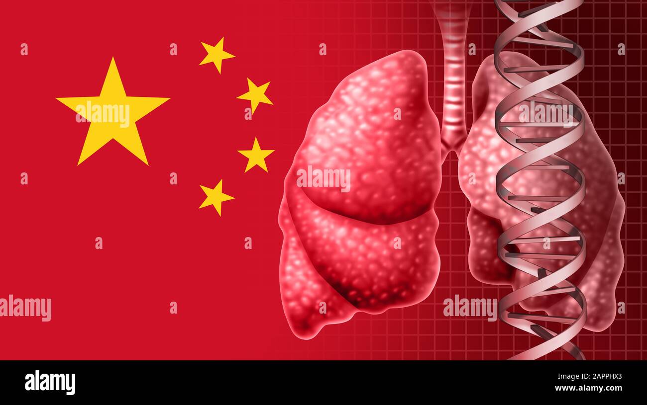 China health and medicine concept or Chinese healthcare as public disease and flu outbreak or coronavirus or coronaviruses influenza as the DNA. Stock Photo