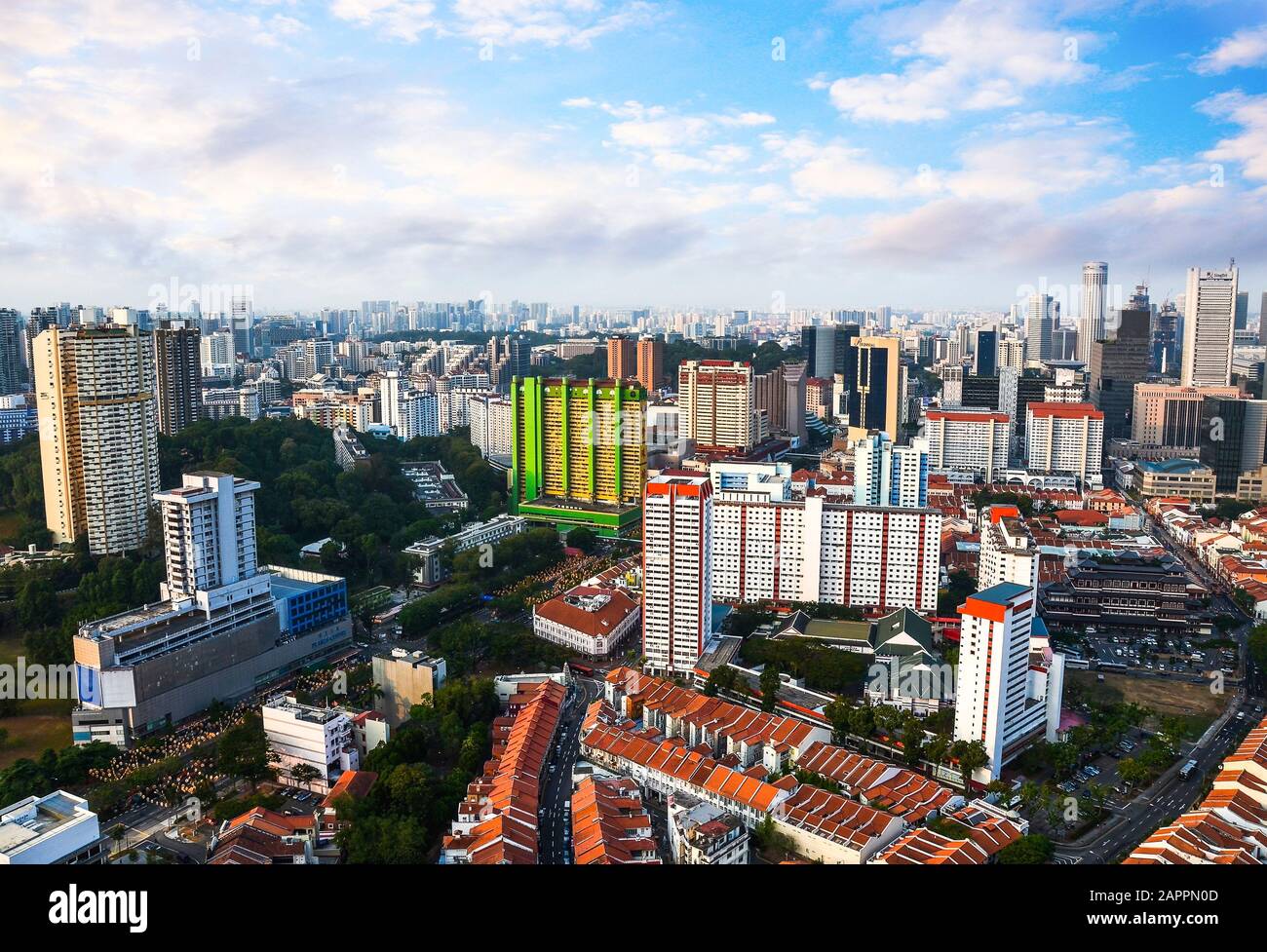 SINGAPORE - APRIL 07: Cityscape of Singapore in the daytime at 7 of April 2014. Aeriel panorama of Singapore city Stock Photo