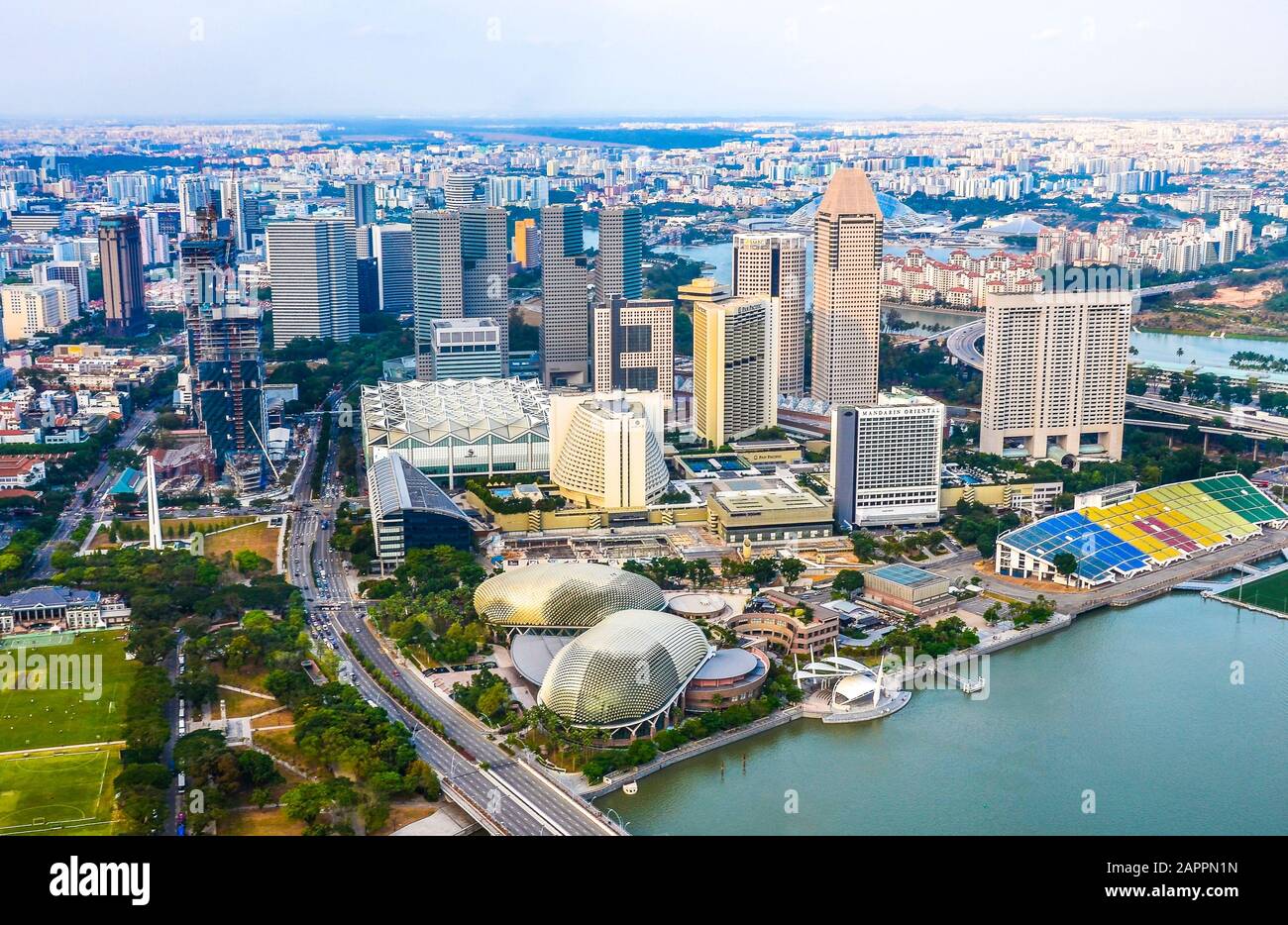 SINGAPORE - APRIL 07: Cityscape of singapore in the daytime at 7 of April 2014. Aeriel panorama of Singapore city Stock Photo