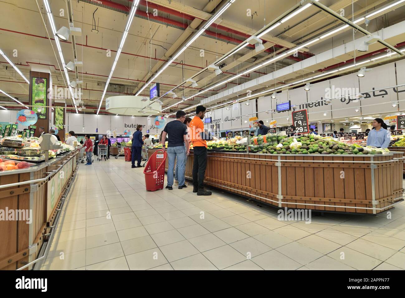Doha, Qatar - Nov 21. 2019. French international hypermarket chain Carrefour store in Doha City Center Stock Photo