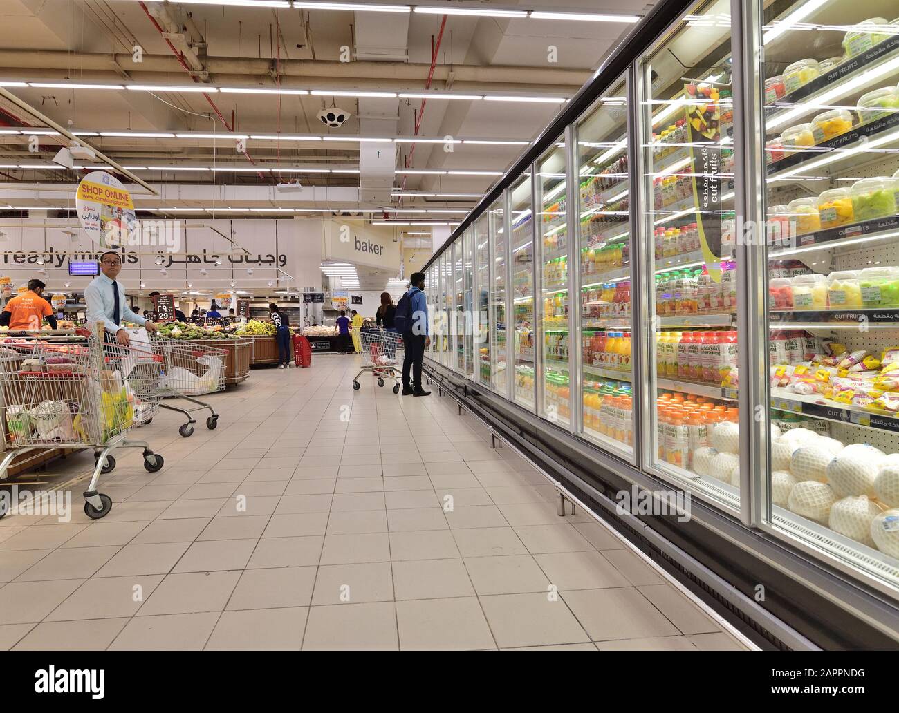 Doha, Qatar - Nov 21. 2019. French international hypermarket chain Carrefour store in Doha City Center Stock Photo