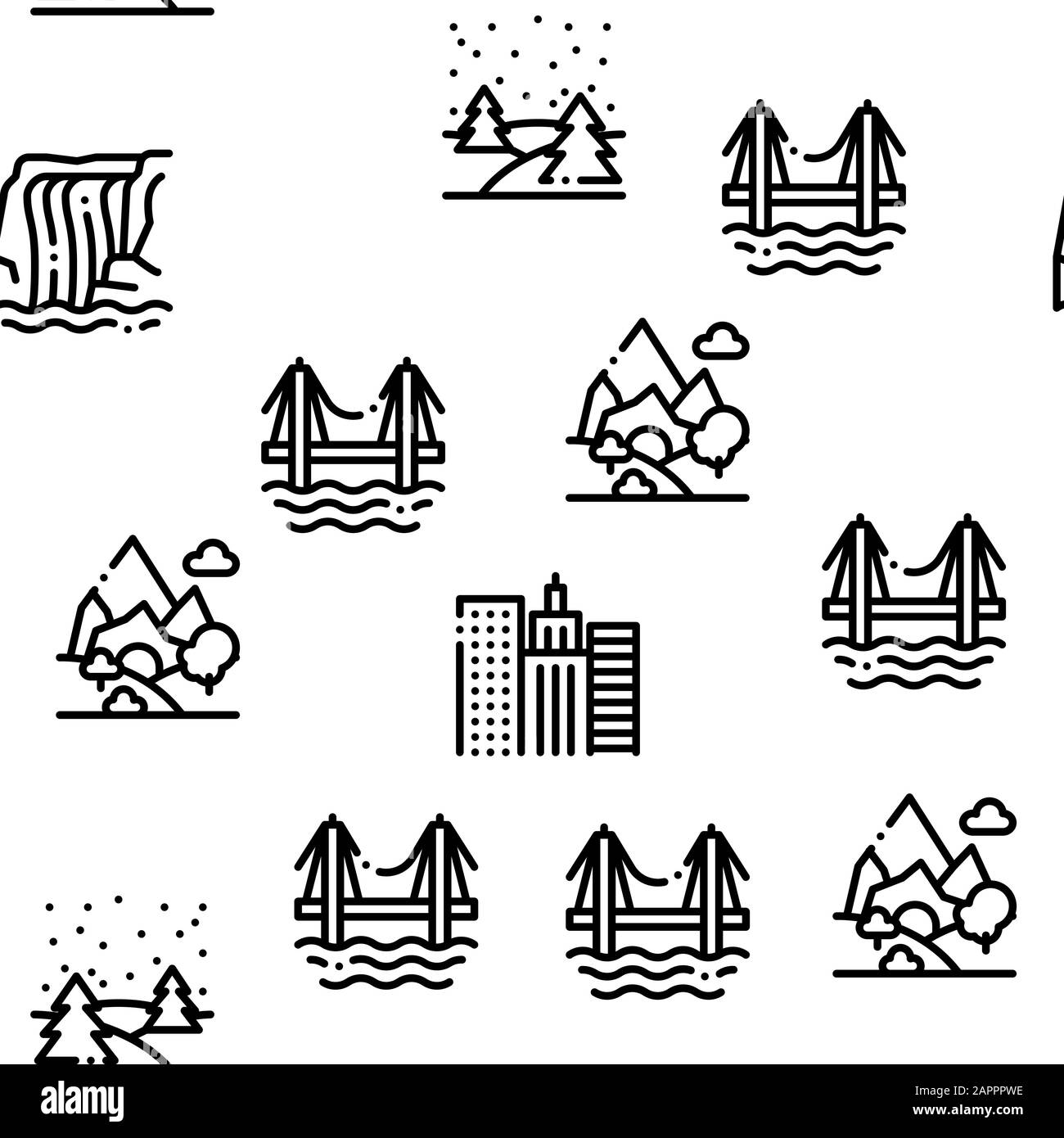 Landscape Travel Place Seamless Pattern Vector Stock Vector Image & Art ...