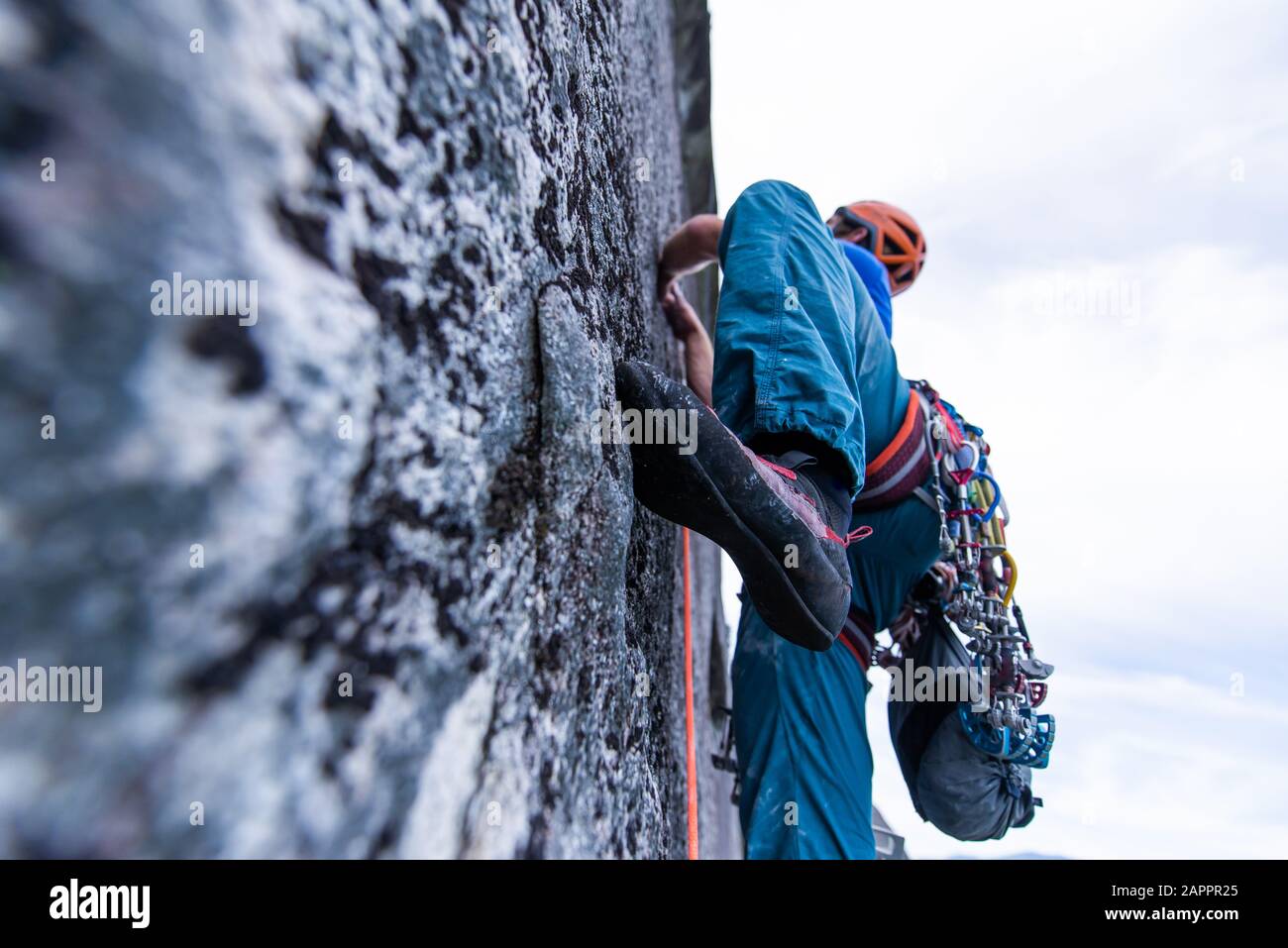 Trad climbing, Stawamus Chief, Squamish, British Columbia, Canada Stock Photo