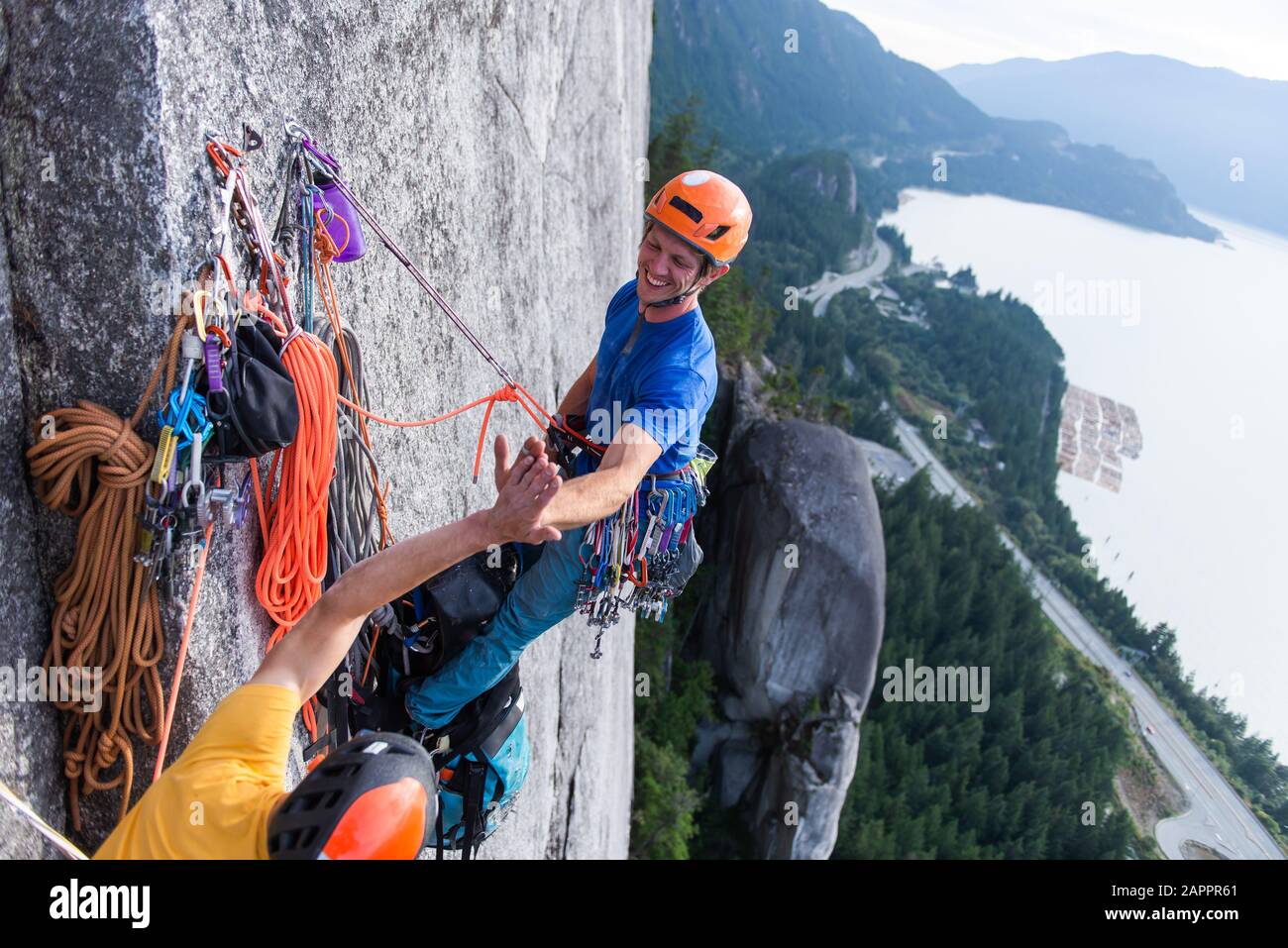 Big wall climbing with portaledge, Squamish, British Columbia, Canada