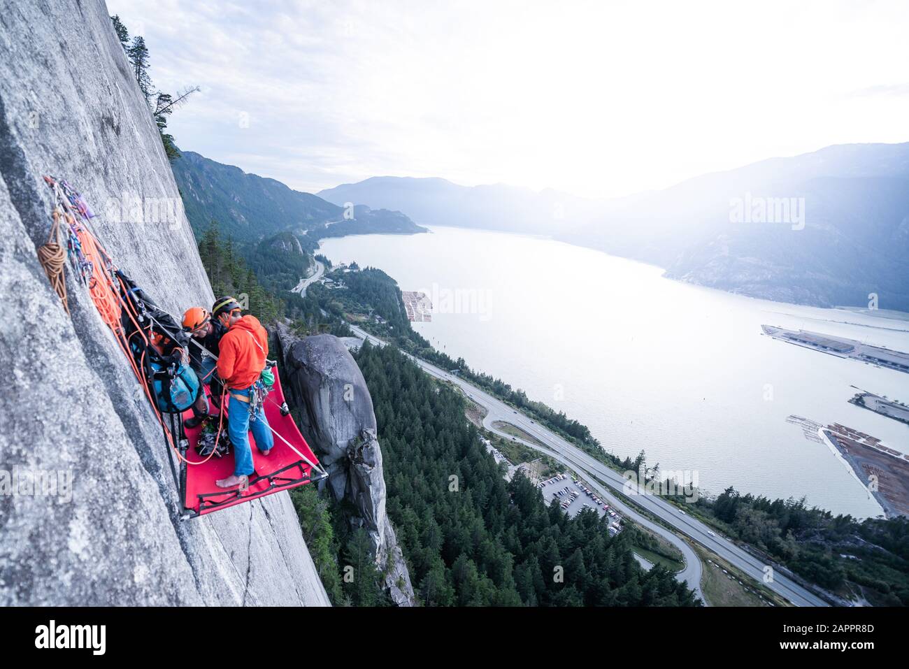 Big wall climbing with portaledge, Squamish, British Columbia, Canada