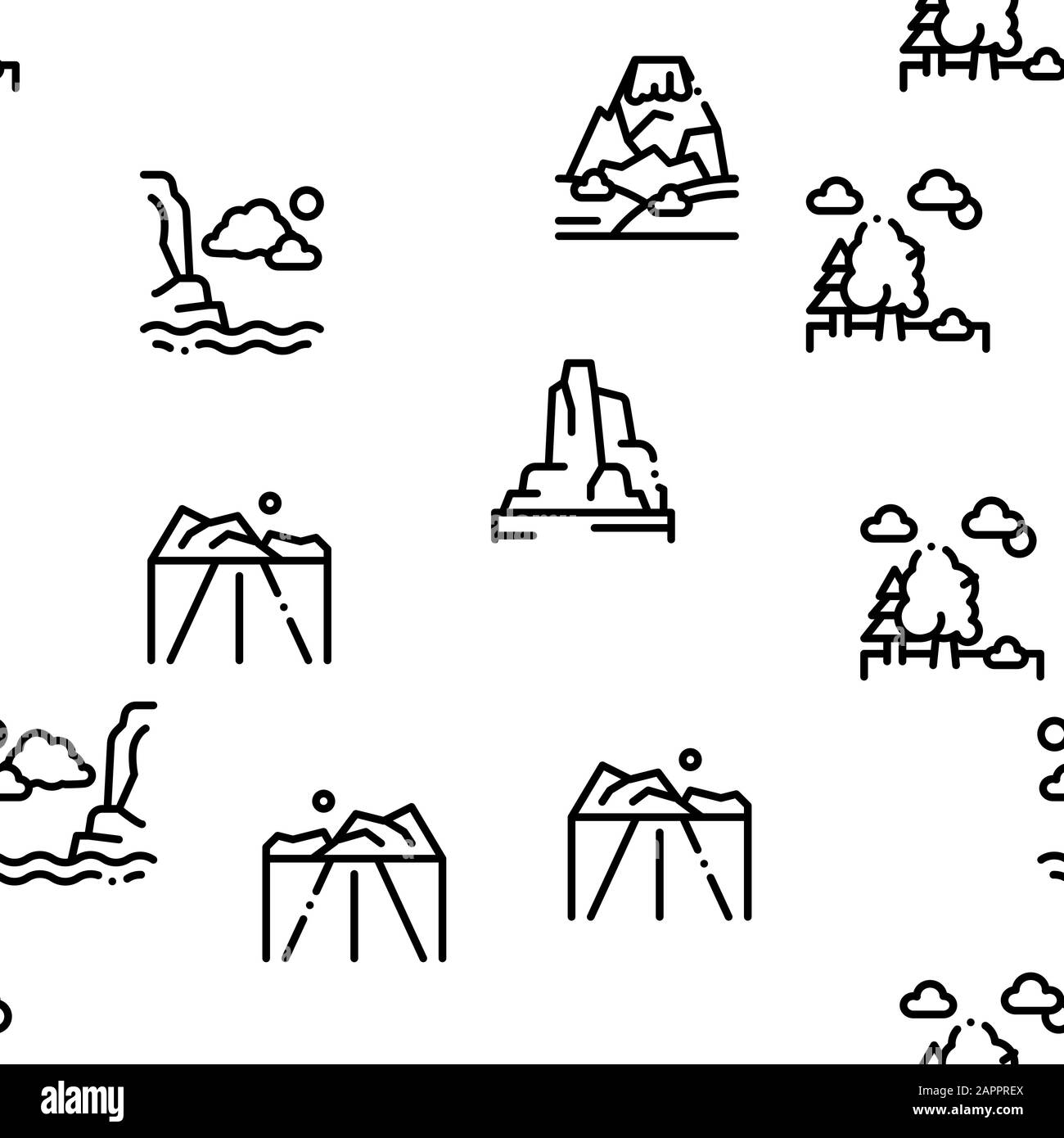 Landscape Travel Place Seamless Pattern Vector Stock Vector Image & Art ...