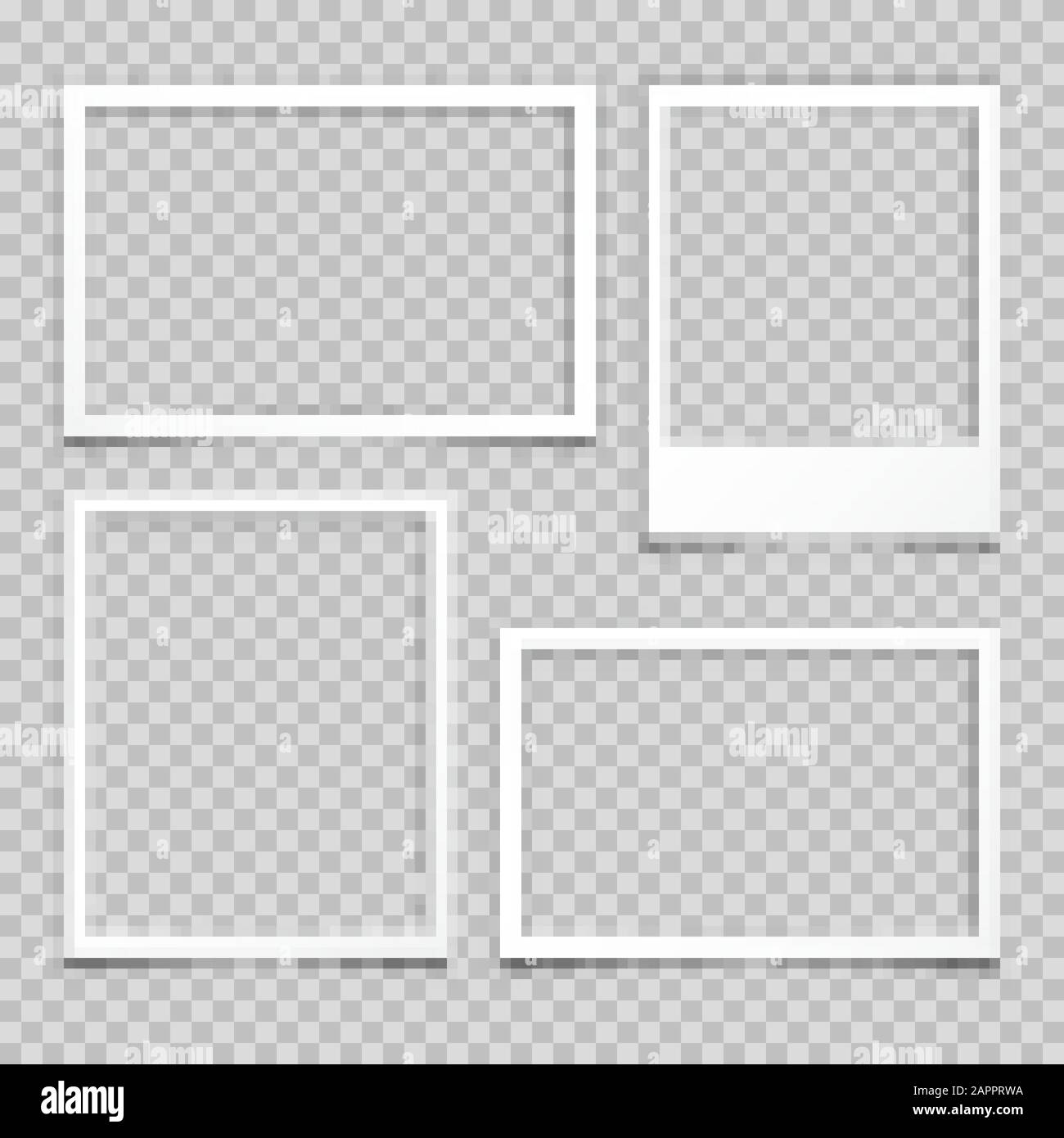 Realistic empty photo card frame, film set. Retro vintage photograph