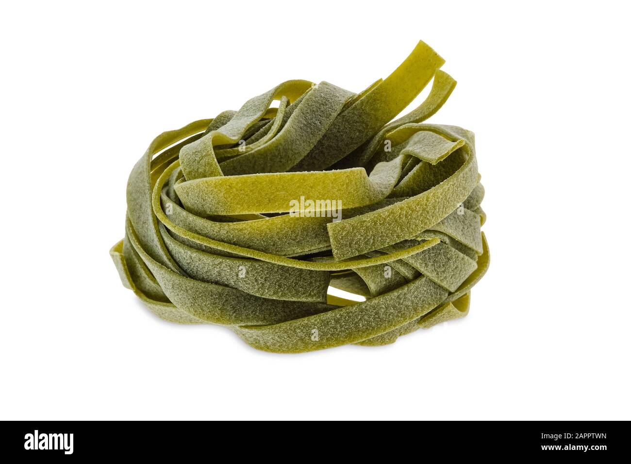 Nest noodles isolated on white background. Italian tagliatelle with
