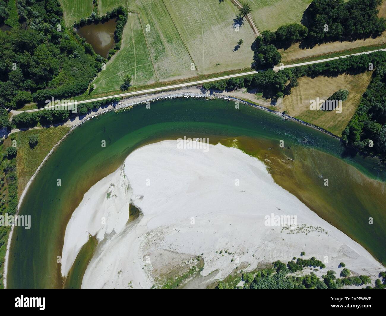 Aerial view, Ticino river Nature Park, Parco Naturale della Valle del Ticino, Bereguardo, Lombardy, Italy, Europe Stock Photo