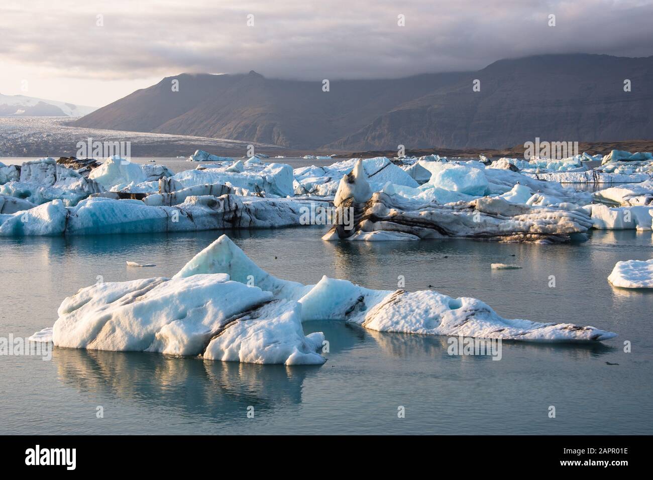 Beautiful cold landscape picture of icelandic glacier lagoon bay Stock