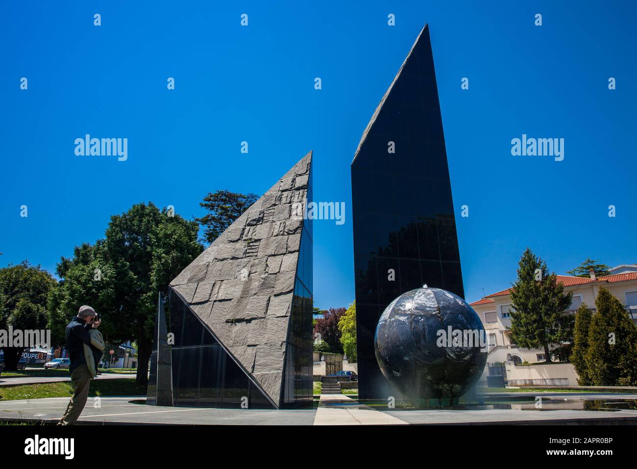 OPORTO, PORTUGAL - MAY, 2018: The Entrepreneur Monument located at the beginning of the Marechal Gomes da Costa Avenue Stock Photo