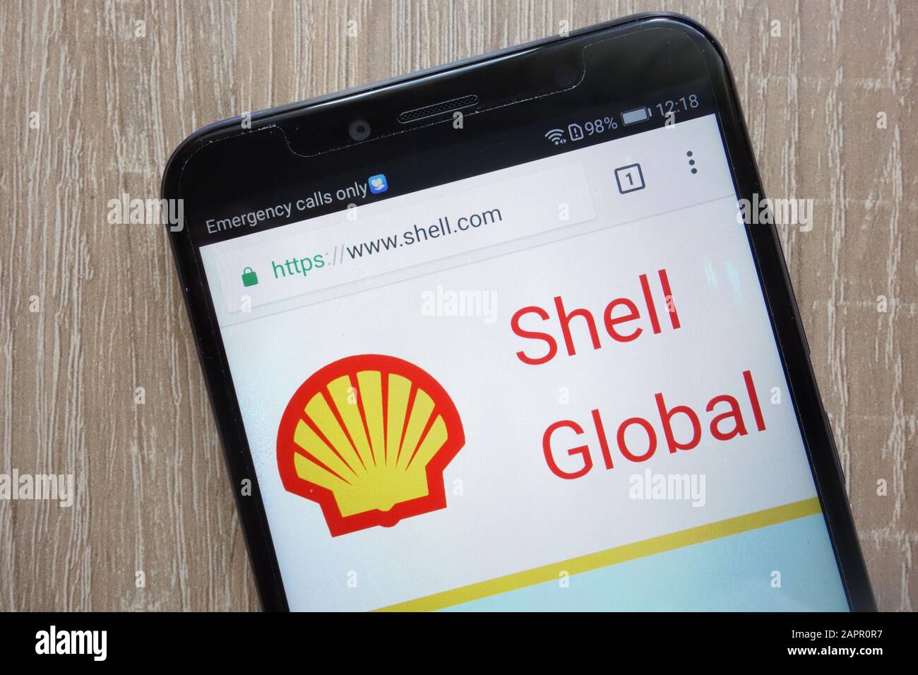 Royal Dutch Shell website displayed on a modern smartphone Stock Photo