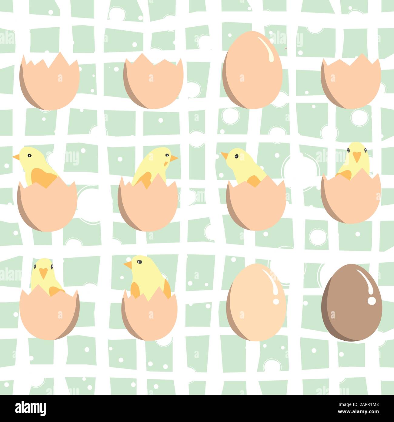 Set of eggs and chickens. Vector Illustration Stock Vector