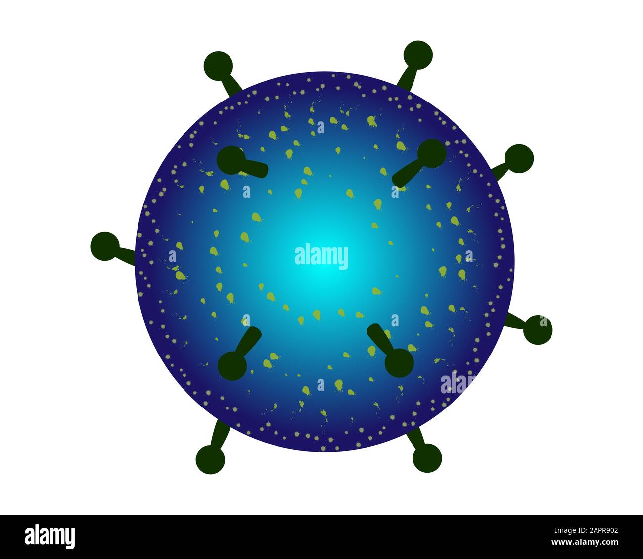 New species of corona virus Spread in a blue circle On a white background Stock Photo