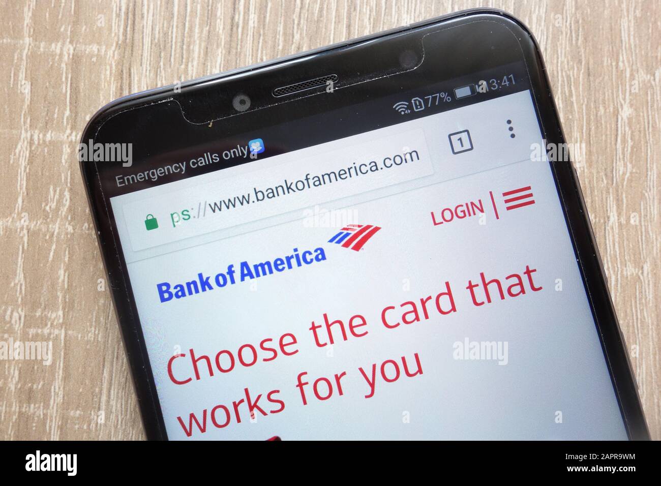 Bank of America Corp. website displayed on a modern smartphone Stock Photo