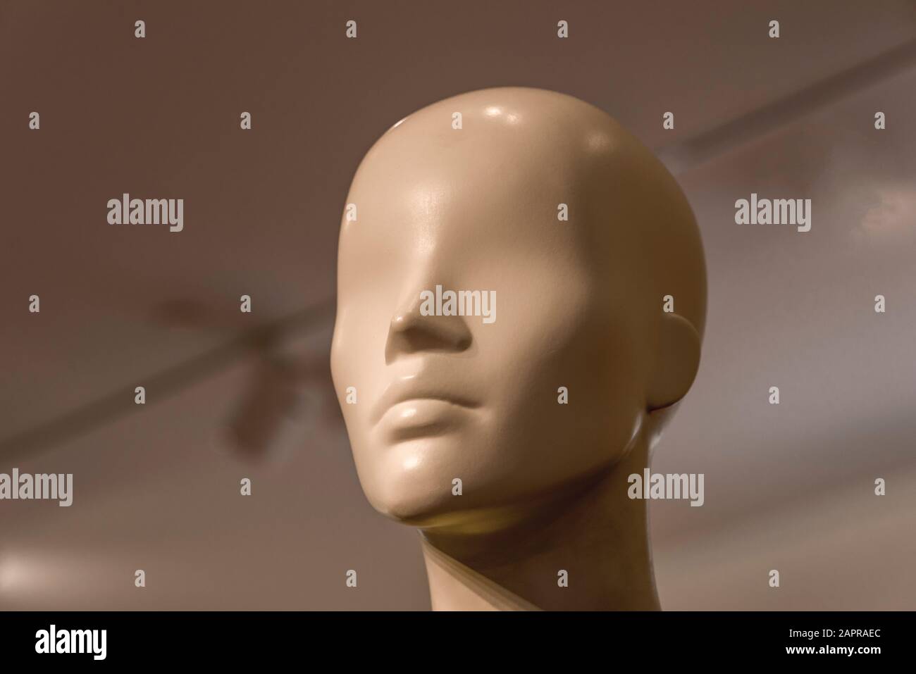 Head of a white mannequin at store background mannequin head Stock