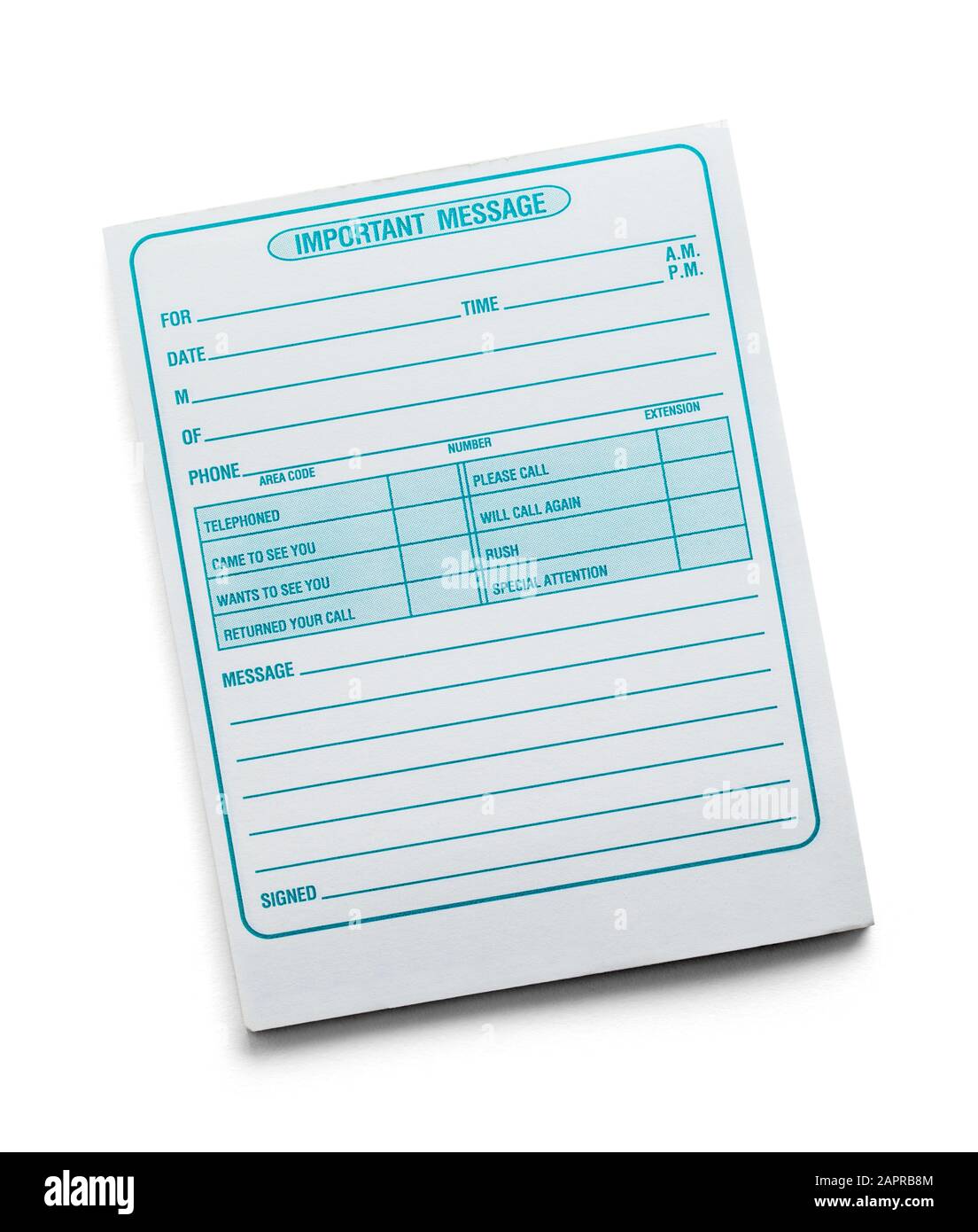 Important Message Note Pad Isolated on White Background Stock Photo Alamy