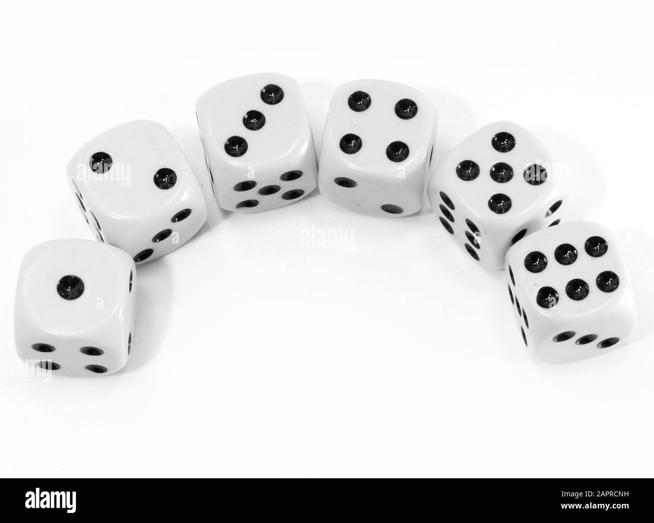 six big casino game dice on white background Stock Photo Alamy