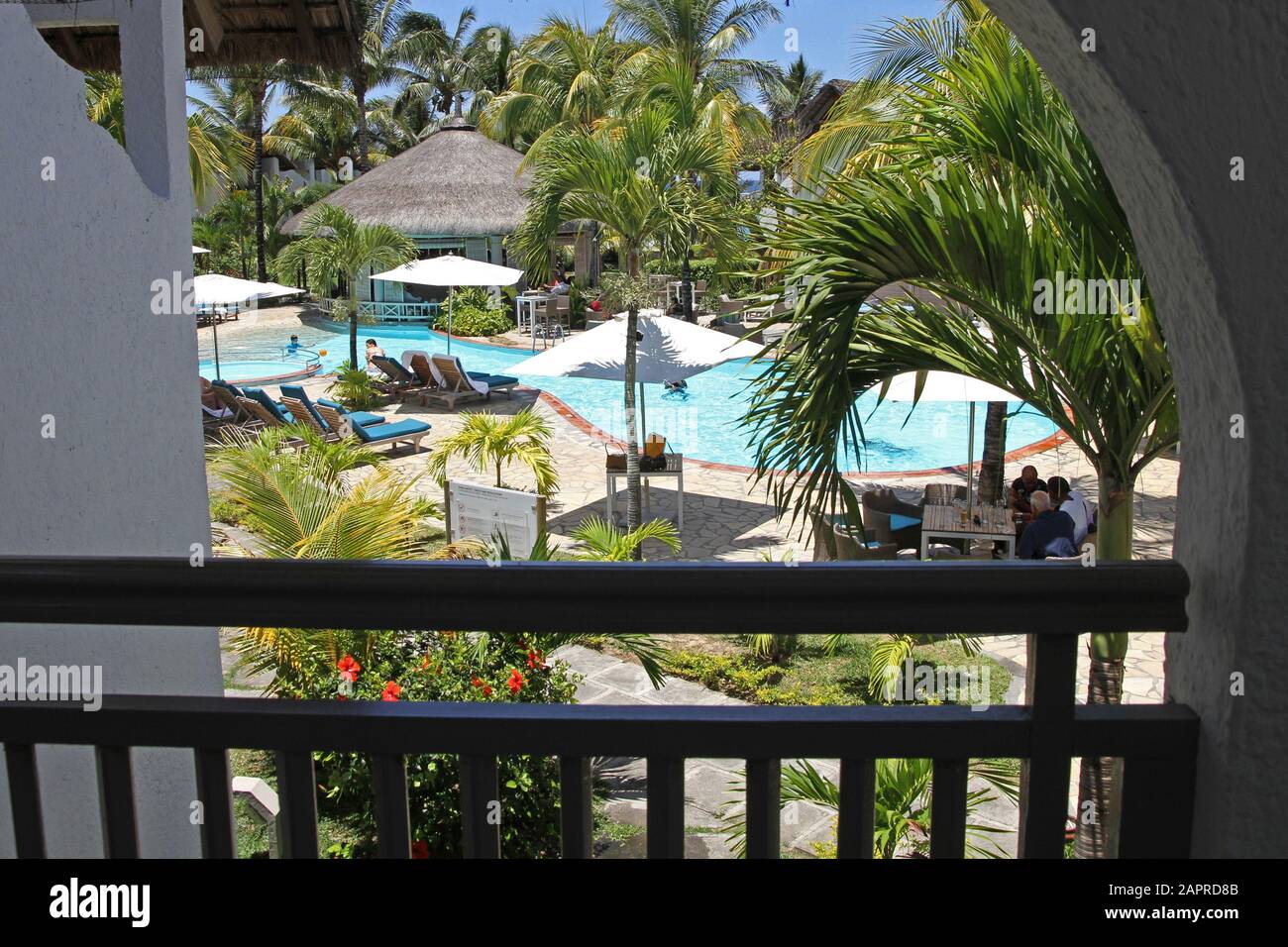 Veranda Palmar Beach Hotel Spa Pool Area With Loungers And Bar Coastal Road Belle Mare Mauritius Stock Photo Alamy