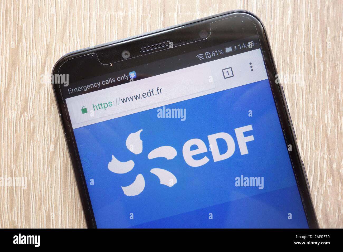Electricite de France website displayed on a modern smartphone Stock Photo