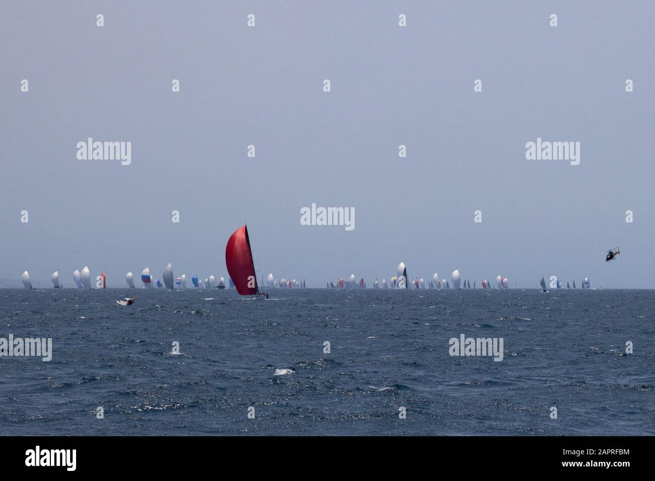 Sailing through the heads outside Sydney Harbour for the start of the