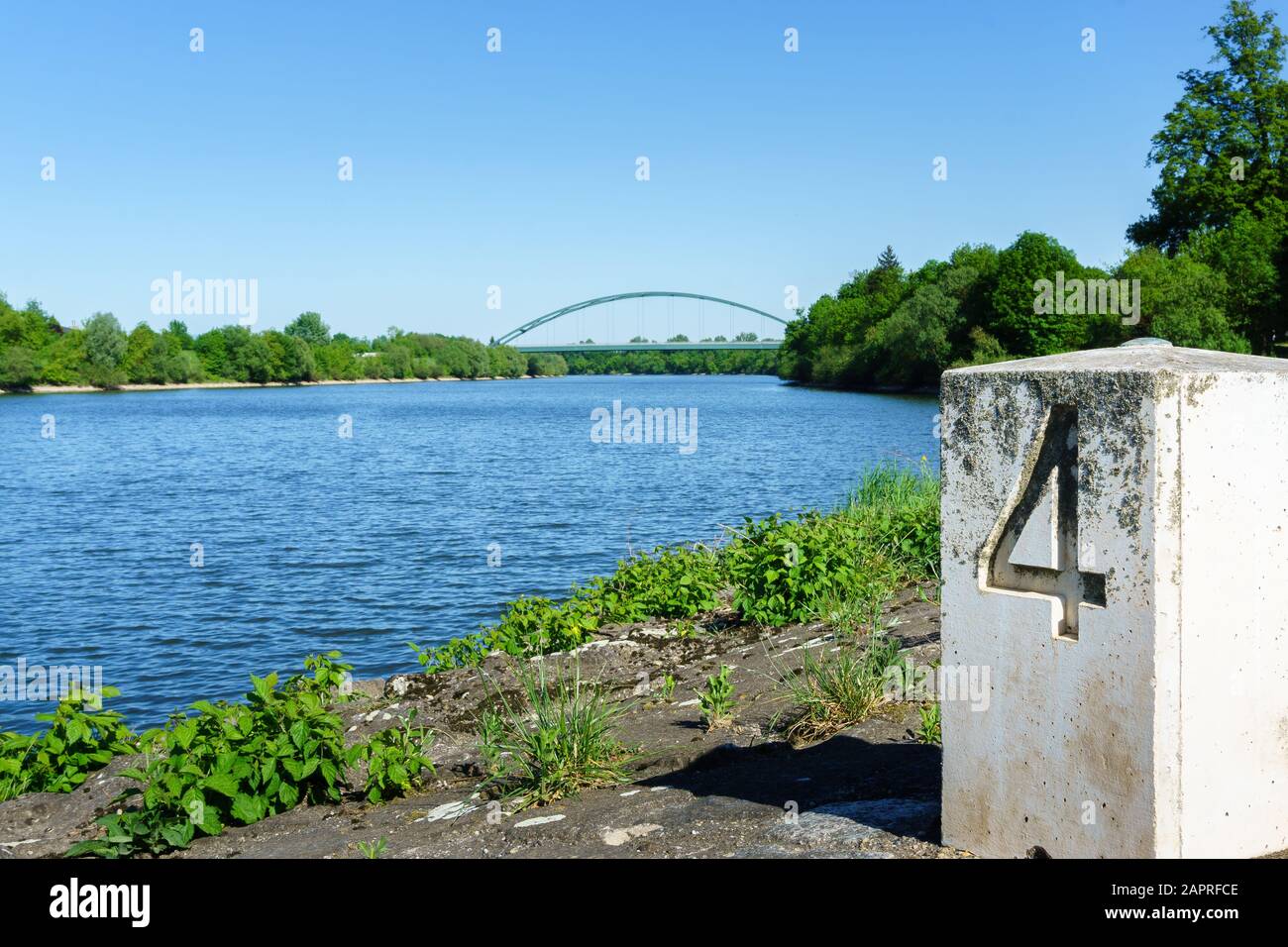 Old Danube with Bridge near Straubing Stock Photo