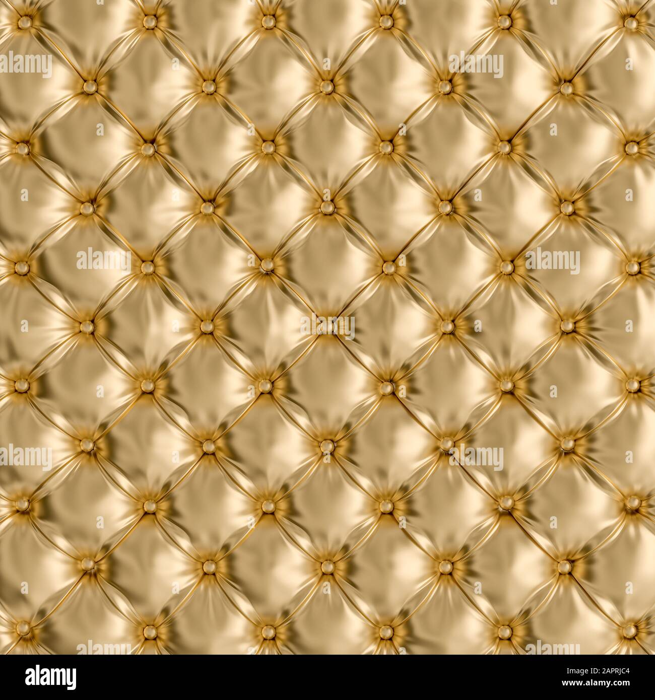 detail of gold colored sofa texture. 3d render image. retro and classic background. Concept of exclusivity and luxury. Stock Photo