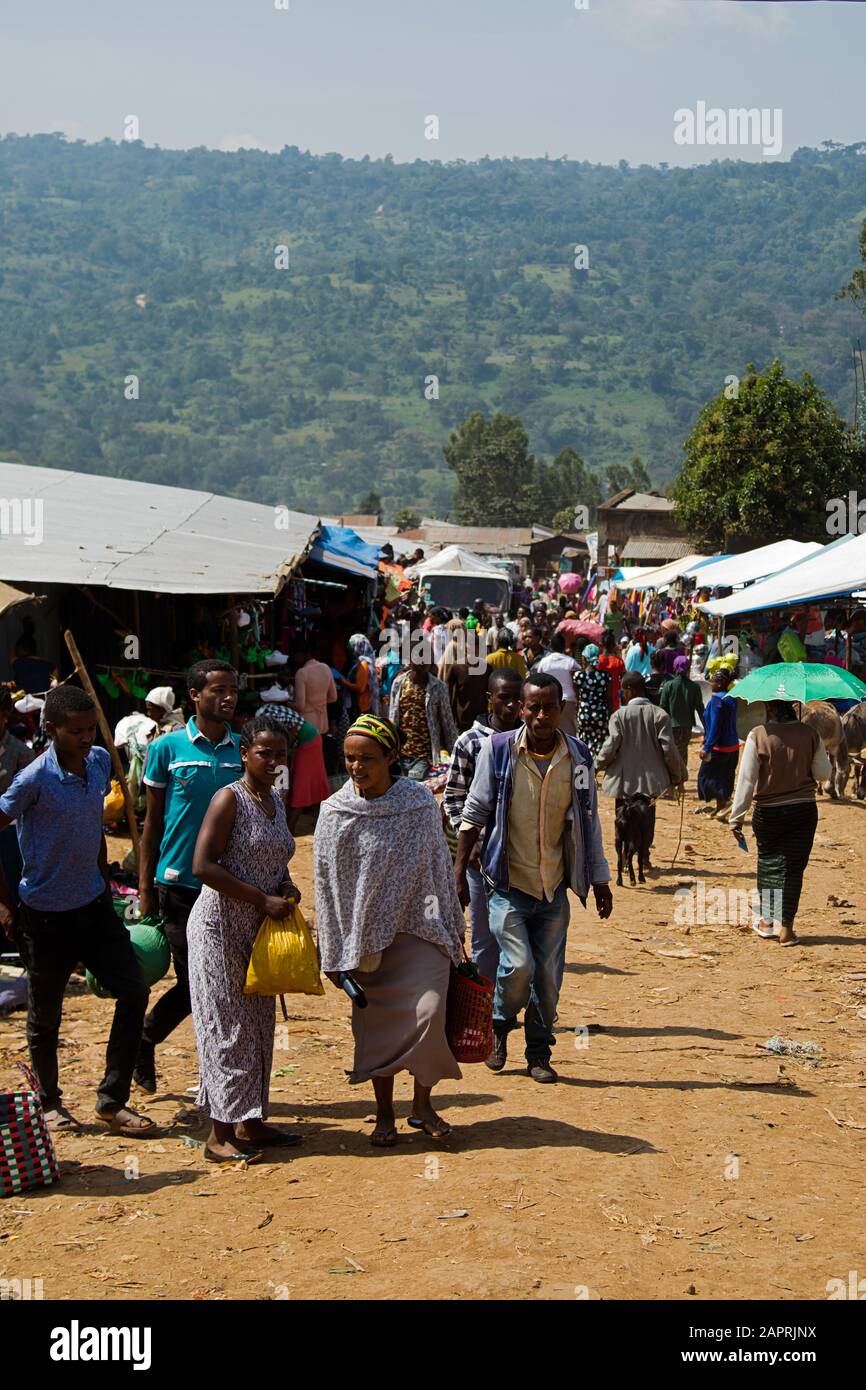 Street life of Bonga, in Kaffa Region, Ethiopia Stock Photo