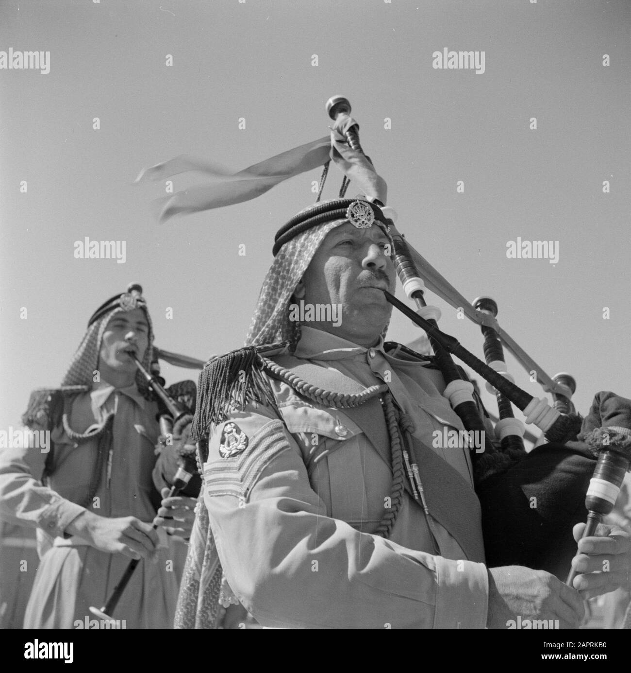 Middle East 19501955 Jordan Amman Bagpipe players in the music