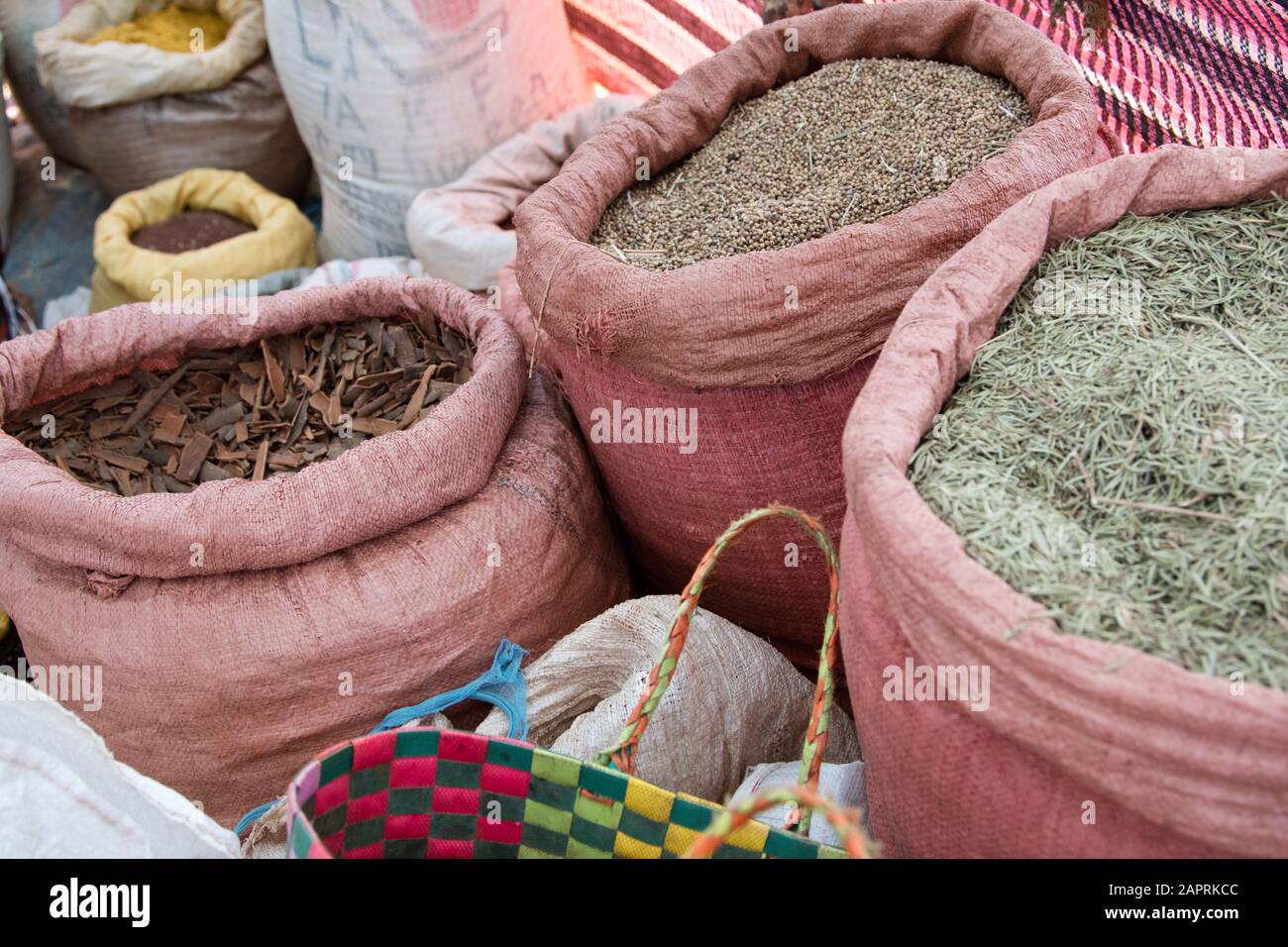 Herbs and spices on the local market of Bonga, in Kaffa Region, Ethiopia Stock Photo