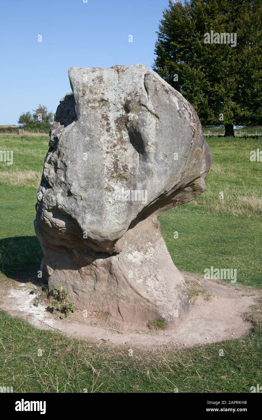 A stone at the Neolithic Henge Monument at Avebury, Wiltshire, UK. Stock Photo