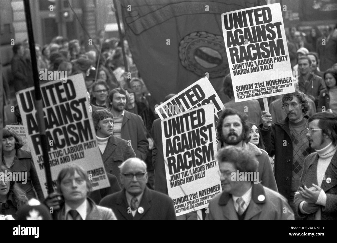 United Against Racialism 1970s Labour Party and TUC rally and march Trafalgar Square London UK.1976  HOMER SYKES Stock Photo