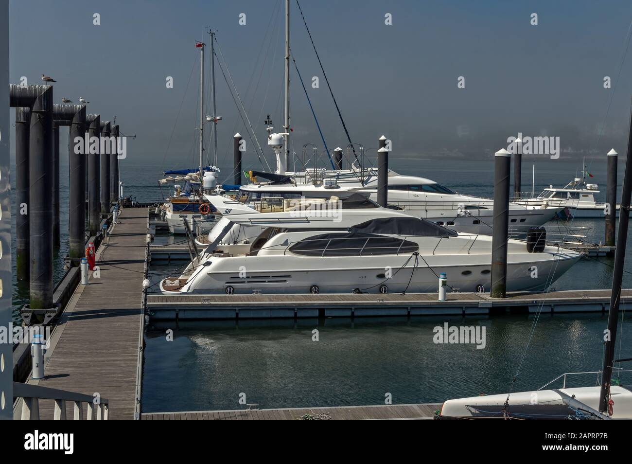 Pleasure boats parked in the marina in Afurada in the city of V. N. Gaia, Portugal. Stock Photo