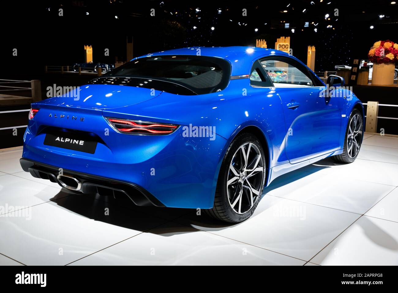 BRUSSELS - JAN 9, 2020: Alpine A110 sports car showcased at the Brussels  Autosalon 2020 Motor Show Stock Photo - Alamy