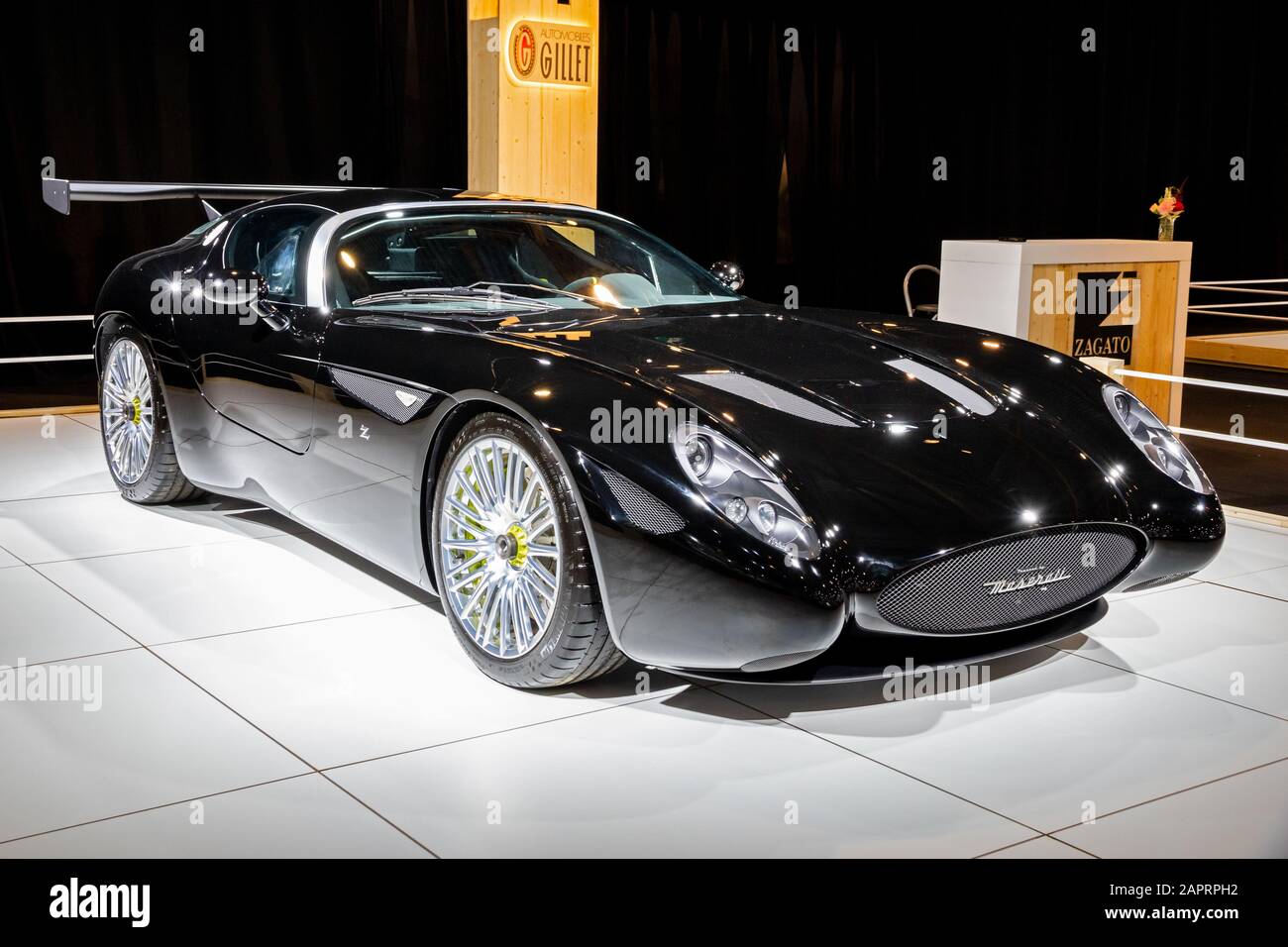 BRUSSELS - JAN 9, 2020: Zagato Mostro sports car, powered by MASERATI,  showcased at the Brussels Autosalon 2020 Motor Show Stock Photo - Alamy