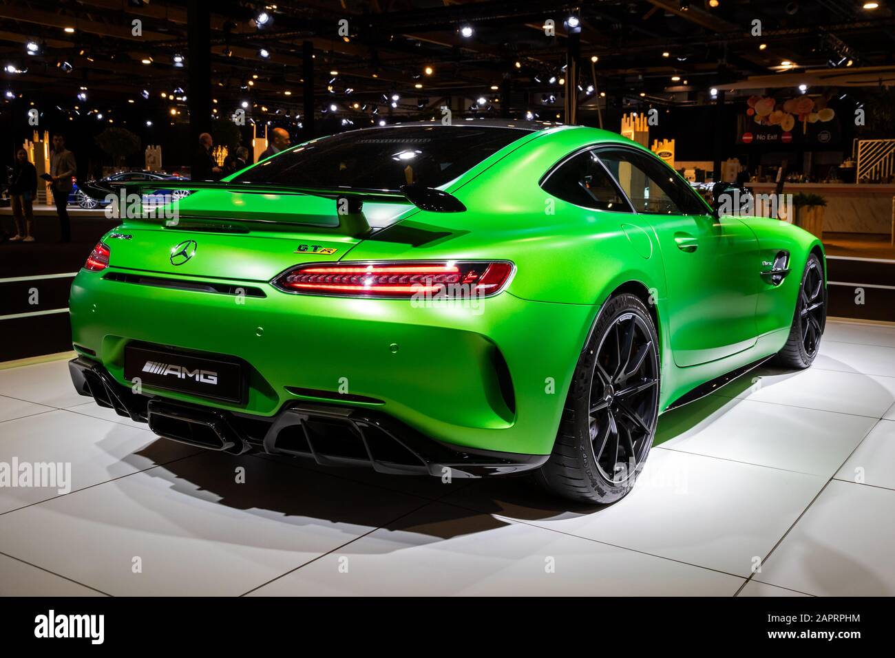 BRUSSELS - JAN 9, 2020: Mercedes-AMG GT R Coupe sports car showcased at the Brussels Autosalon 2020 Motor Show. Stock Photo