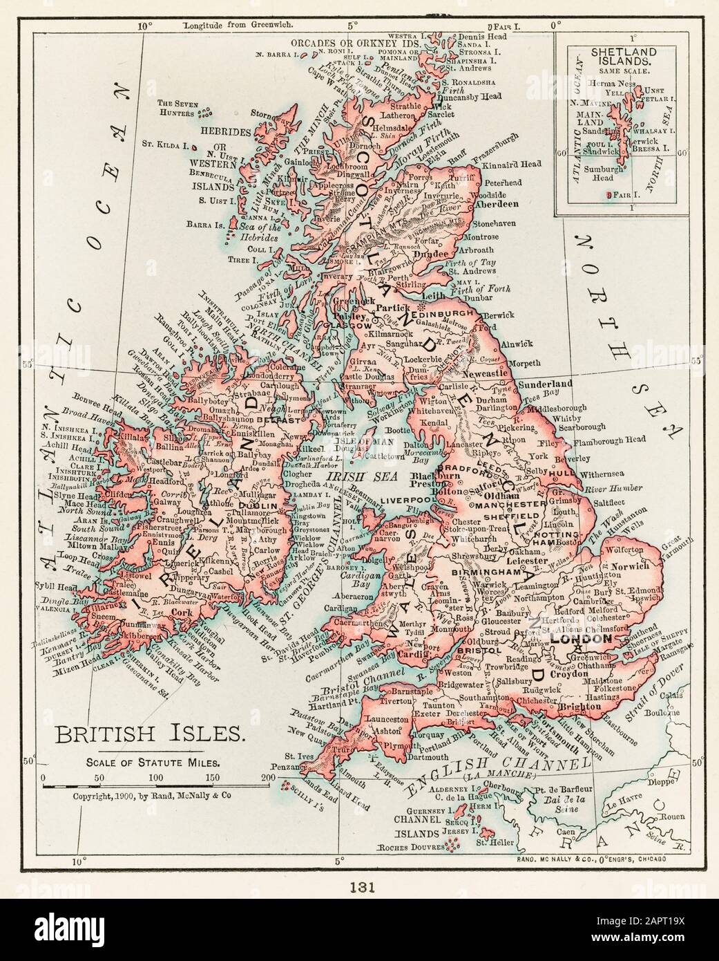 Vintage map of the UK illustration artwork from an original plate Stock Photo