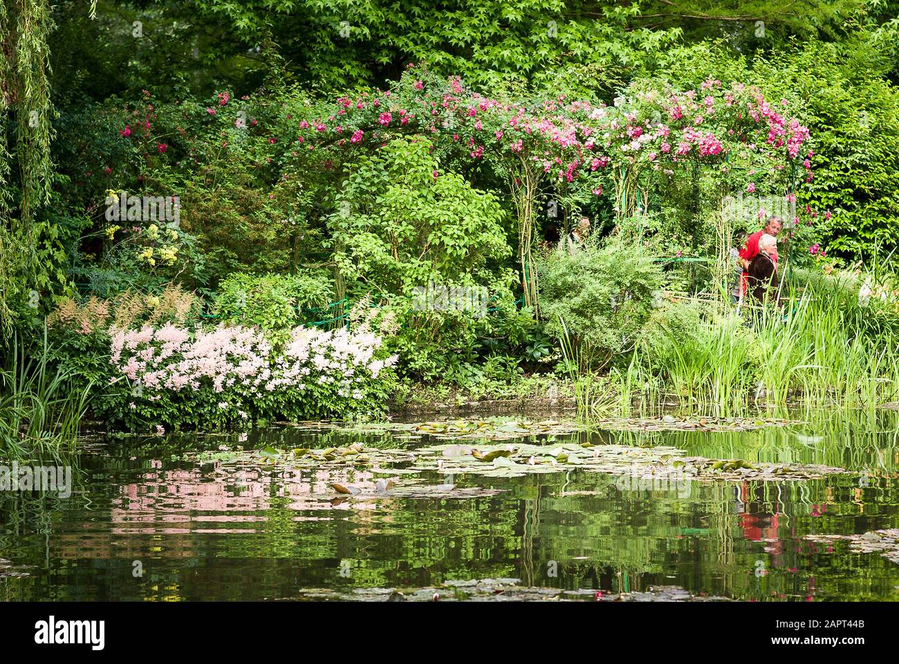 Monet's garden - across the waterlily pool - a peaceful scene Stock Photo