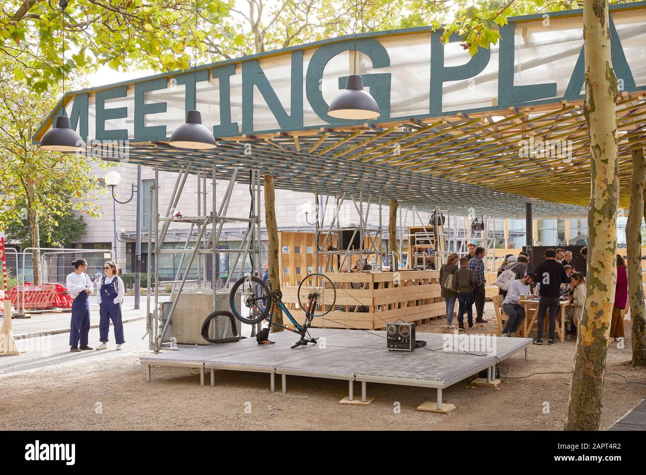 The Meeting Place with a bicycle repair stage. Festival of Creative