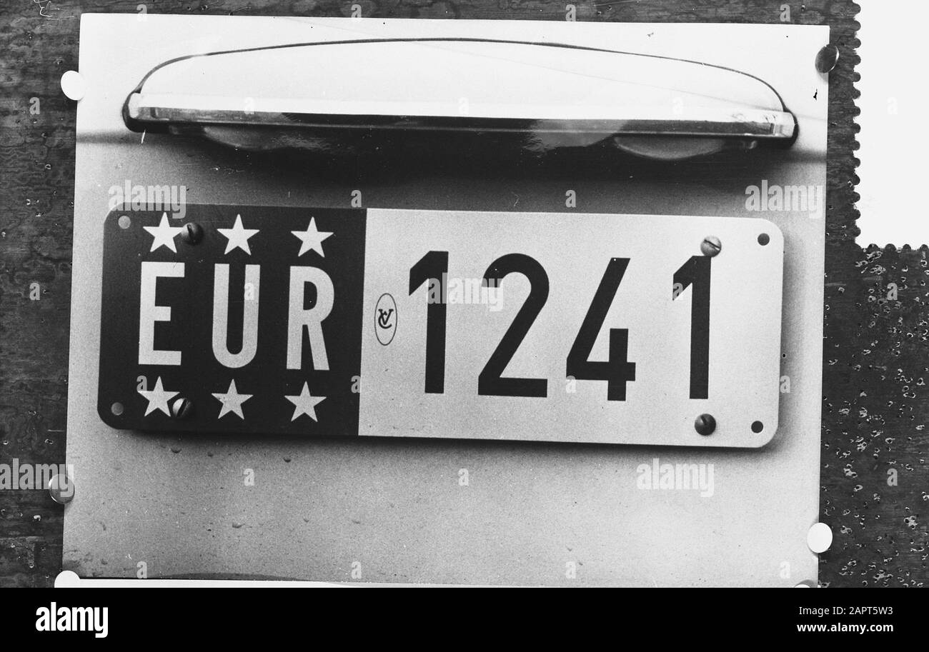 Special license plate for cars of European official Date: 4 January 1960 Keywords: license plates Stock Photo