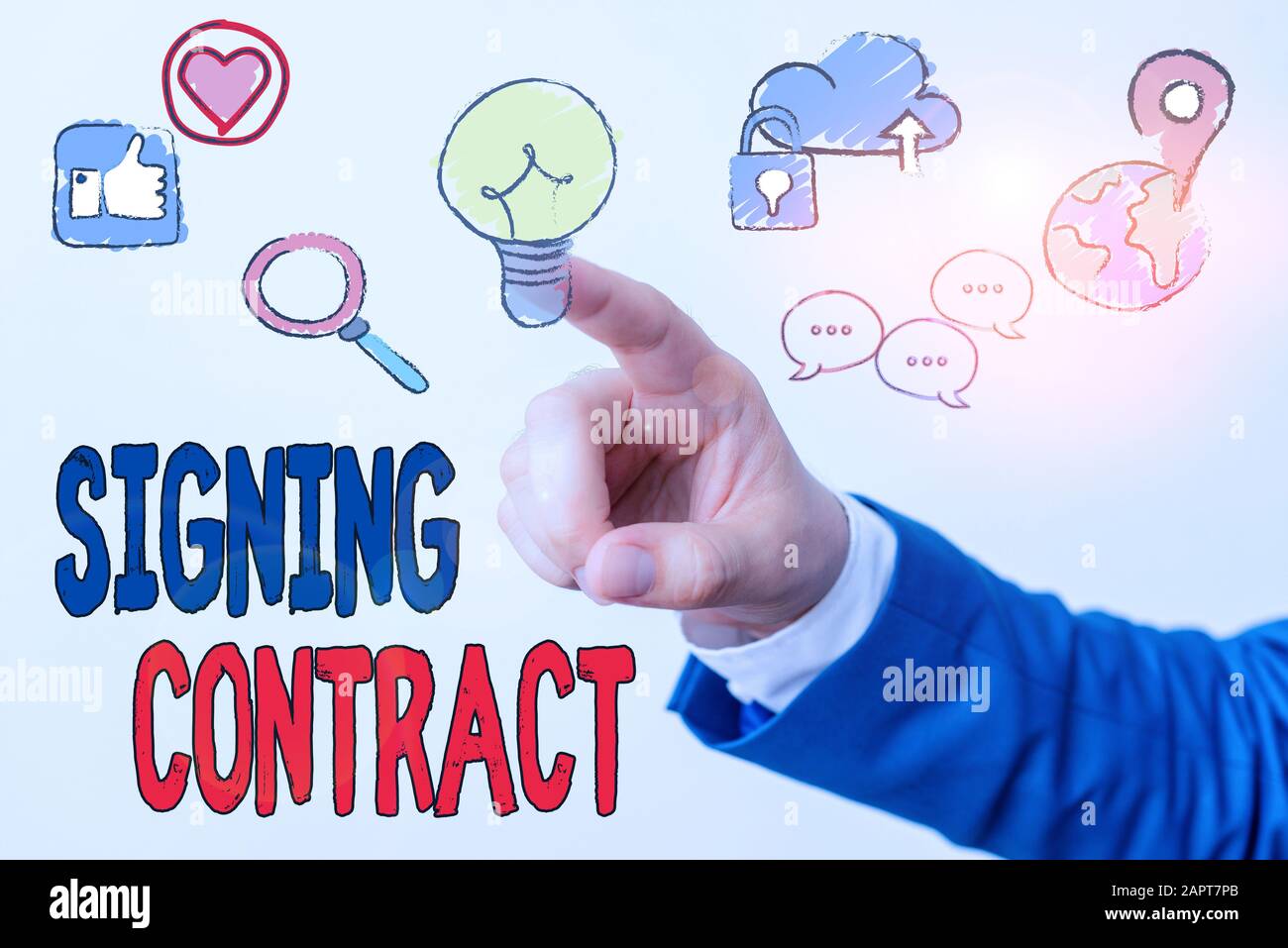 Writing note showing Signing Contract Business concept for the parties