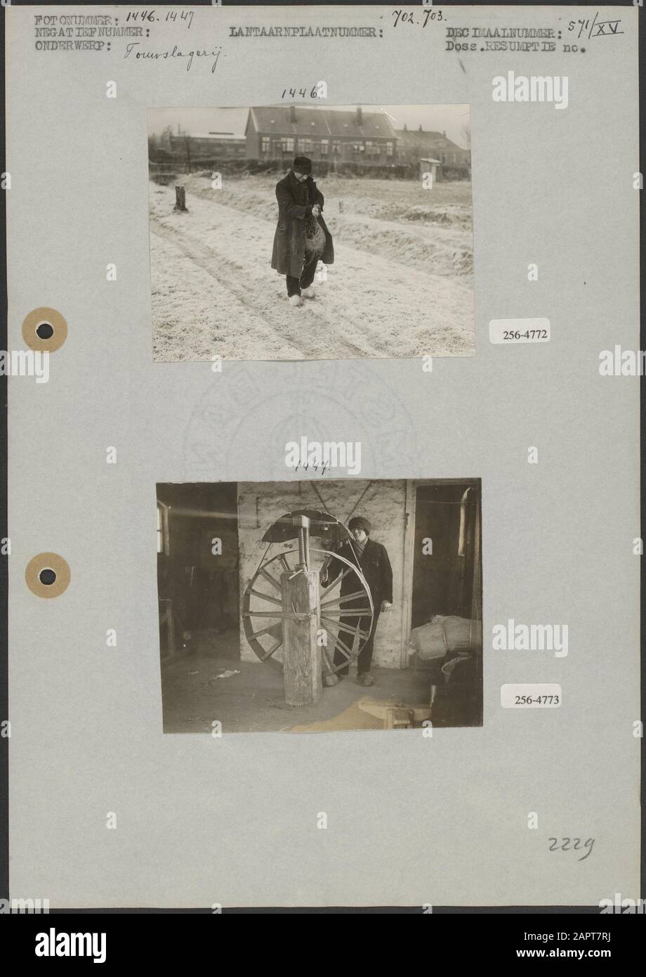 256-4773 Comments Posted by History - Rope on March 25, 2017 - 12:55. These pictures are from a series that were taken at a company in Deventer. Several photos including the upper ones can be seen in an extensive article in the Haagsche Courant dated 23-02-1929 See also keyword: ropebutcher Deventer (these are dated 1928 and consists of four photographs corresponding to the article in the Haagsche Courant); Stock Photo
