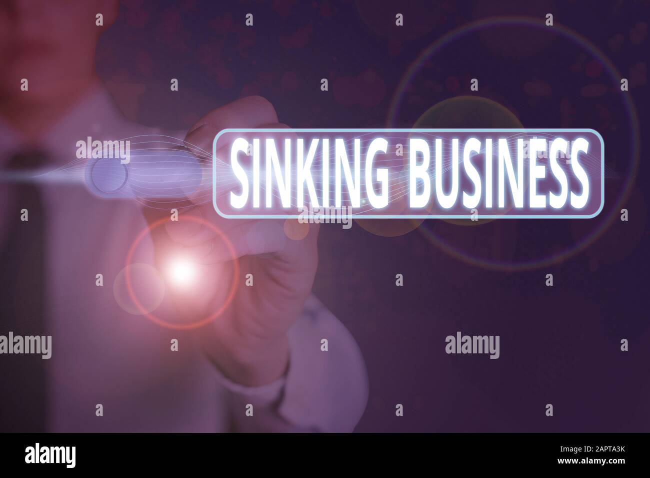 Writing note showing Sinking Business. Business concept for the company or other organization that is failing Stock Photo