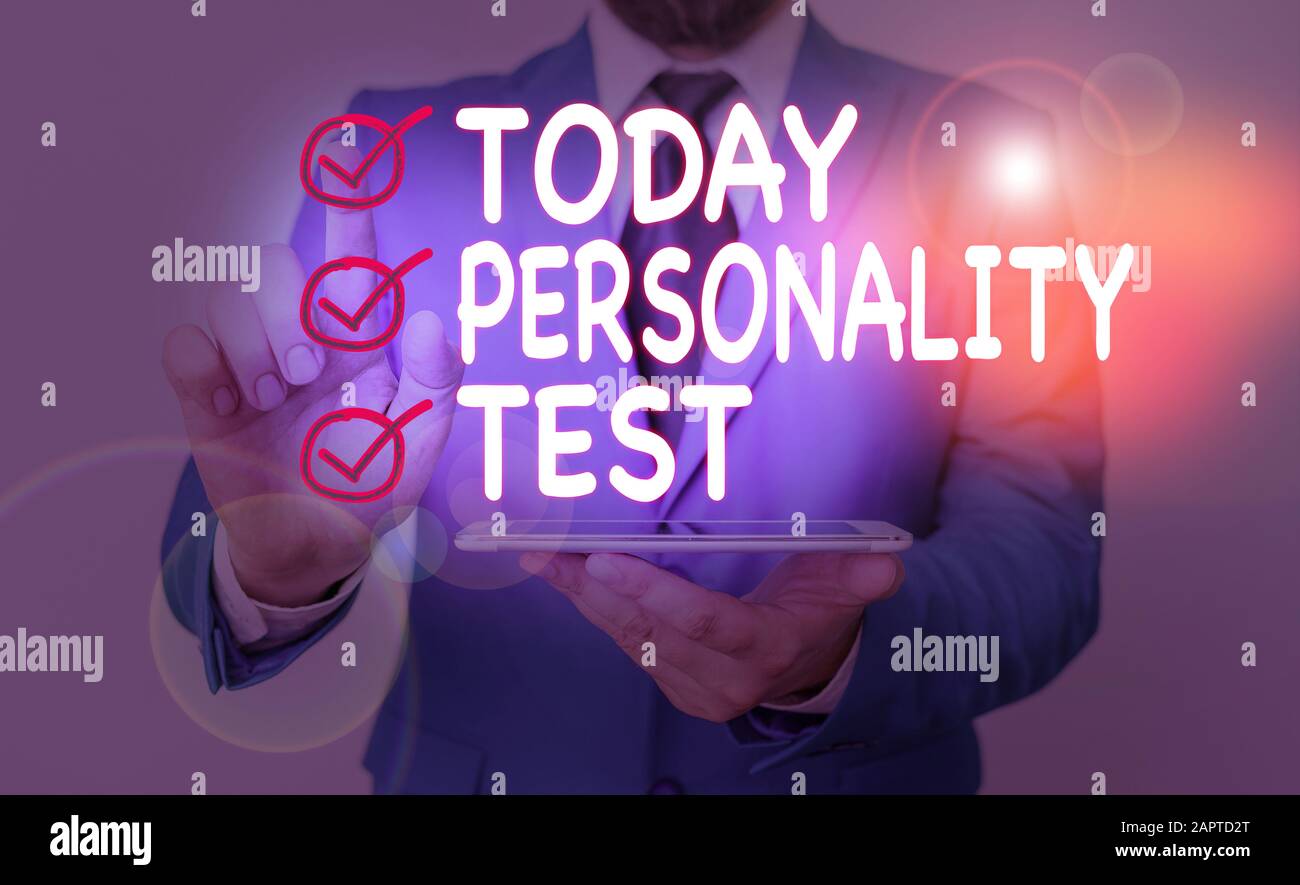Writing note showing Personality Test. Business concept for A method of assessing huanalysis demonstratingality constructs Stock Photo