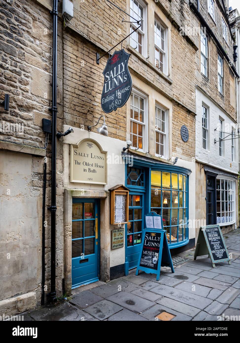 Sally Lunn's Eating House  - the oldest house in Bath, in Bath, Somerset, UK on 23 January 2020 Stock Photo